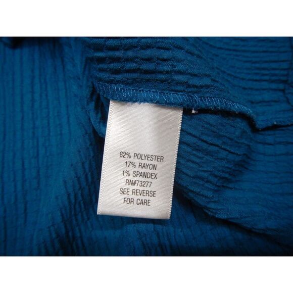 Croft & Barrow Button Up‎ Shirt Plus Size 1X Solid Blue Short Sleeve Top* - Picture 7 of 11